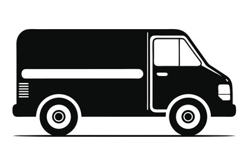 A solid black delivery vehicle presents a streamlined appearance on a white background