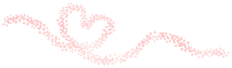 Lineart hearts confetti ribbon line drawing in watercolor style. Design elements.