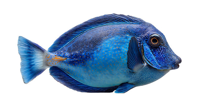  blue tang fish isolated on a white background