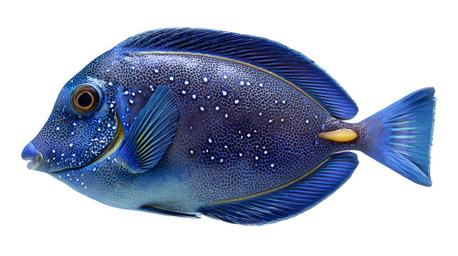  blue tang fish isolated on a white background