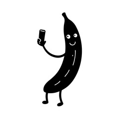 banana holding smartphone taking selfie
