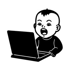 baby yelling at laptop screen frustration meme