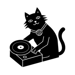 cat dj scratching vinyl party meme