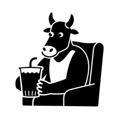 cow eating popcorn in cinema reaction meme