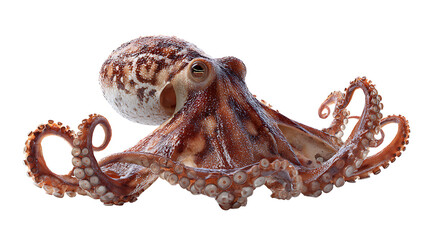 Fototapeta premium Realistic octopus with detailed tentacles isolated on a white background