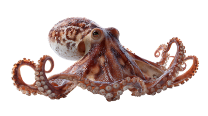 Realistic octopus with detailed tentacles isolated on a white background