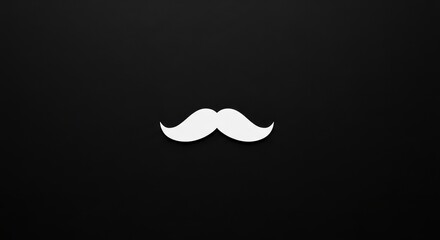 Minimalist white mustache icon on black background