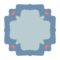 Abstract pastel blue frame with soft symmetrical decorative shape