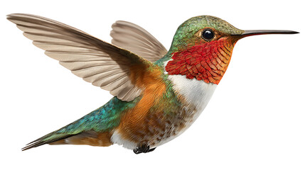 hummingbird in flight isolated on a white background