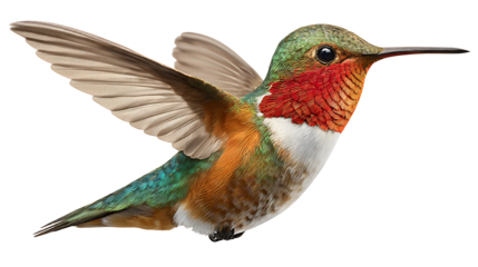 hummingbird in flight isolated on a white background