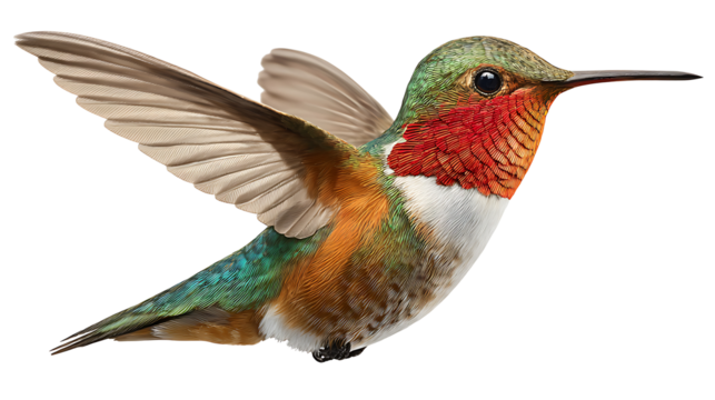 hummingbird in flight isolated on a white background - Powered by Adobe