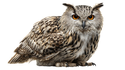 owl staring forward isolated on a white background