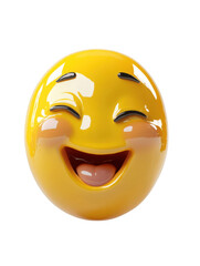 Fototapeta premium Glossy yellow laughing emoji for fun and joyful design