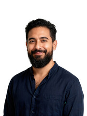 Smiling Man with Beard Portrait on White Background
