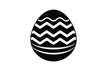 Isolated monochrome egg with zigzag pattern and horizontal lines is placed centrally
