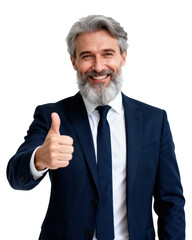 Positive Business Leader: Mature Man Giving Thumbs Up on White
