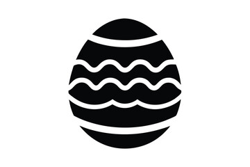 Simple black easter egg displays wave pattern, creating a festive and attractive minimalist style