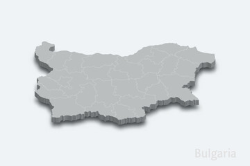 Bulgaria 3d map with borders regions