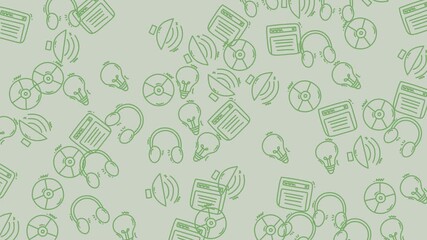 Seamless Pattern of Business and Technology Icons in Green Outline. - Powered by Adobe