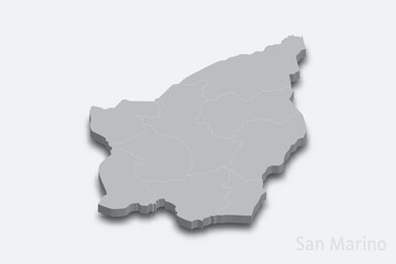 Fototapeta premium San Marino 3d map with borders regions