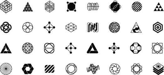 Minimal Geometric Symbol and Abstract Shape Logo Collection .