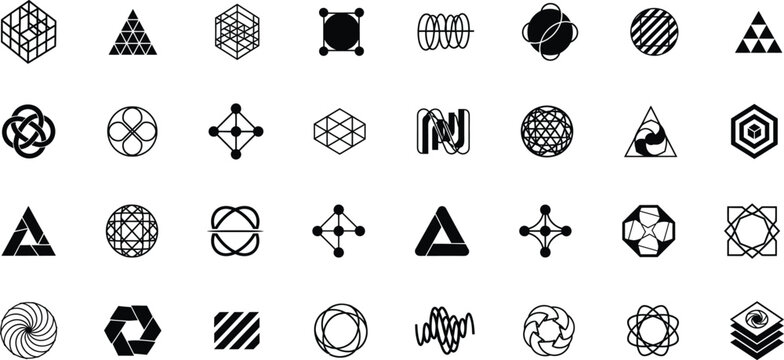 Minimal Geometric Symbol and Abstract Shape Logo Collection .