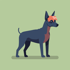 Stylized Blue Dog Character with Orange Punk Hairstyle Vector