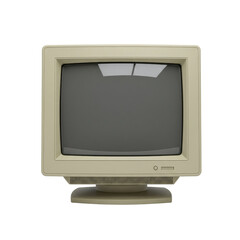Classic Beige CRT Computer Monitor on Transparent Background