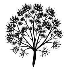 Silhouette tree displays a stark, minimal design with branching form against a plain background