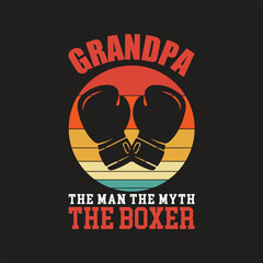 Celebrate Grandpa's legendary boxing spirit with this vintage-inspired design featuring iconic gloves and a retro sunset, perfect for any proud family member.