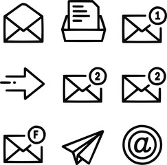 Web Communication Line Icons Collection Email, Letter, and Message Symbols