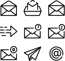 Web Communication Line Icons Collection Email, Letter, and Message Symbols