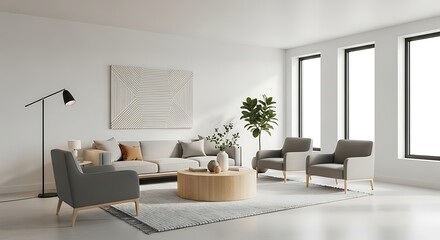 Minimalist Living Room with Modern Furniture and Natural Light, Comfortable Home Decor