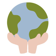 Hands Holding Earth Illustration, Simple Minimalist Planet Design for Environmental Concept