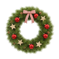 diverse Christmas wreath with decoration on white background. Holiday season festive illustrations.