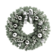 diverse Christmas wreath with decoration on white background. Holiday season festive illustrations.