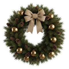 diverse Christmas wreath with decoration on white background. Holiday season festive illustrations.