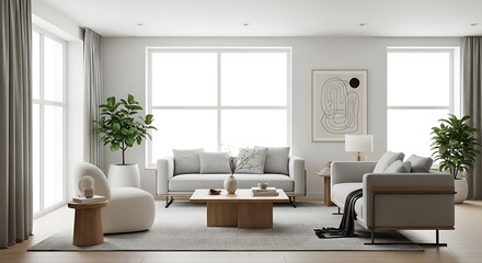 Modern and Elegant Living Room A Serene Space with Stylish Furniture and Natural Light