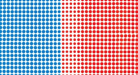 Abstract red and blue dot pattern on white background