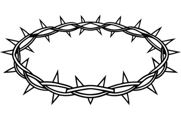 Silhouette of a black crown of thorns against a bright white background shines intensely
