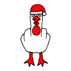 Seagull Duck Grumpy Santa Hat Middle Finger Goose Fuck You Off Funny