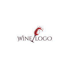 Elegant wine logo design featuring a splash and stylized glass shape