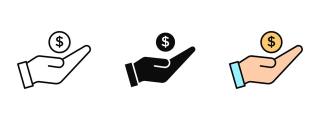 Loan icon designed in stroke, fill, and color styles, isolated on a white background. Perfect for finance apps, banking dashboards, credit services, and money lending concepts.