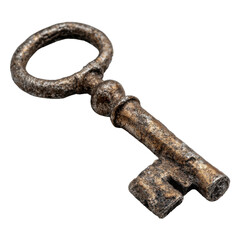 Obraz premium Dirty antique metal key close up png vintage png rust png old png object png iron png texture png security png lock png macro png transparent background image