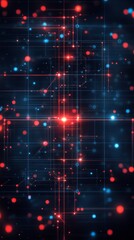 Obraz premium Futuristic scheme with bright lines and dots on a dark background, representing technology and innovation. Suitable for illustrations on digitalisation, artificial intelligence, scientific discoveries