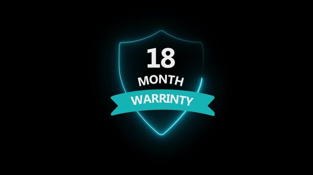 18 month Warranty Stamp Imprint Seal Template. Design Animation Motion graphics of warranty idea. 18 month warranty label badge design animation. Support service icon .