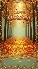 Celebrate happy harvest season with this beautiful autumn leaves and trees background for Thanksgiving