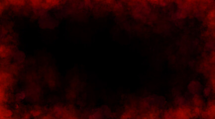 Dark red fog on transparent background with thick smoky texture and empty center for text, horror or dramatic visual use