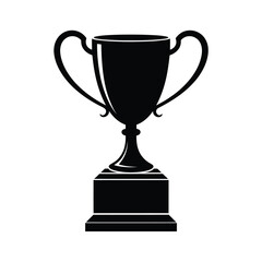 Black silhouette of a classic award trophy on a pedestal