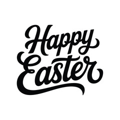 Elegant black script happy easter greeting